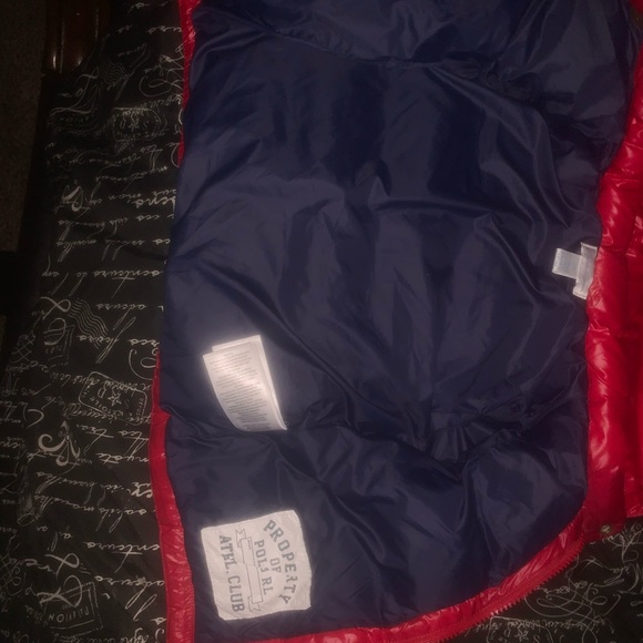 Cherry red shiny puffer Ralph Lauren jacket - Picture 2 of 9